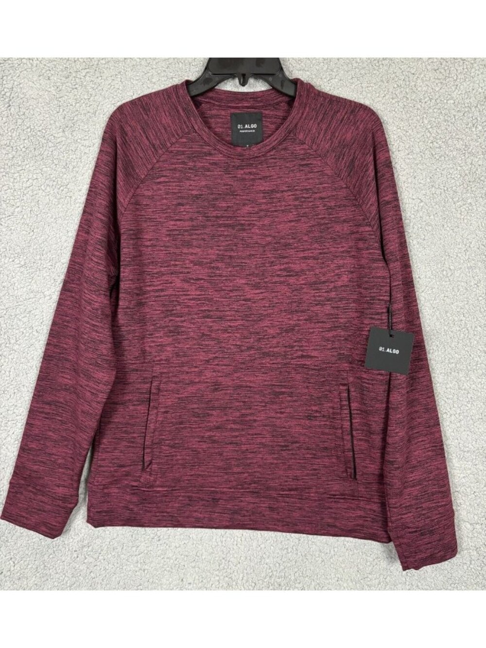 01. Algo Mens Performance long sleeve Fleece Sweatshirt Burgundy Medium NWT's.